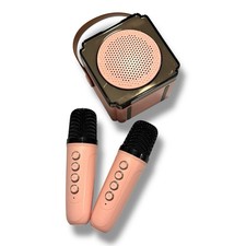 Mini Wireless Portable Karaoke Machine Bluetooth Speaker w/ 2 Wireless Mics