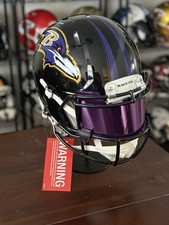 Casco Ray Lewis F/S Auténtico Baltimore Ravens con Visera Púrpura Certificado de Autenticidad Beckett