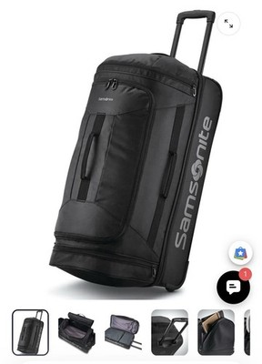 Samsonite  Andante 2 Wheeled Rolling Duffel Bag 28  Black Water Resistant NIB
