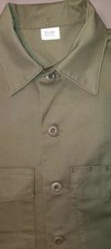 Vintage mens utility shirt 15.5x31 Military Button Up US Army 80s retro OG-507