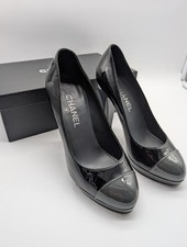 Chanel Patent Leather Platform High Heel Pumps Size US 8 EU 38.5 Black Box Dust