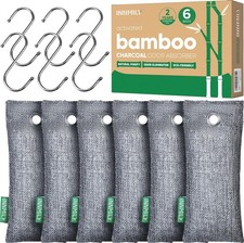 6 Pack Bamboo Charcoal Odor Absorber Bags Shoe Deodorizer Moisture Remover