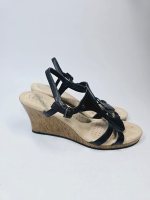 Rockport Adiprene by Adidas Keilsandalen Leder schwarz UK Größe 6 einmal getragen
