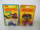 Matchbox Lesney Superfast II Sleet-N-Snow & SF57 4X4 Pickup- silver base, carded