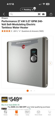 #ad Rheem Performance 27kW Electric Tankless Water Heater Self Modulating 5.27 GPM $400.00