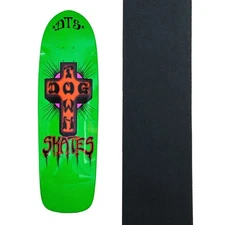 Dogtown Skateboard Deck Bigger Boy Neon Green/Orange Cross 9.5" x 32.4" with Gr