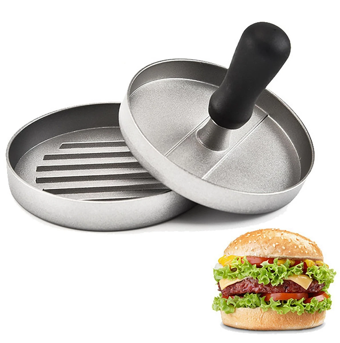 Prensa para hamburguesas de acero inoxidable molde para hamburguesas de carne de 4,6" para cocina de barbacoa
