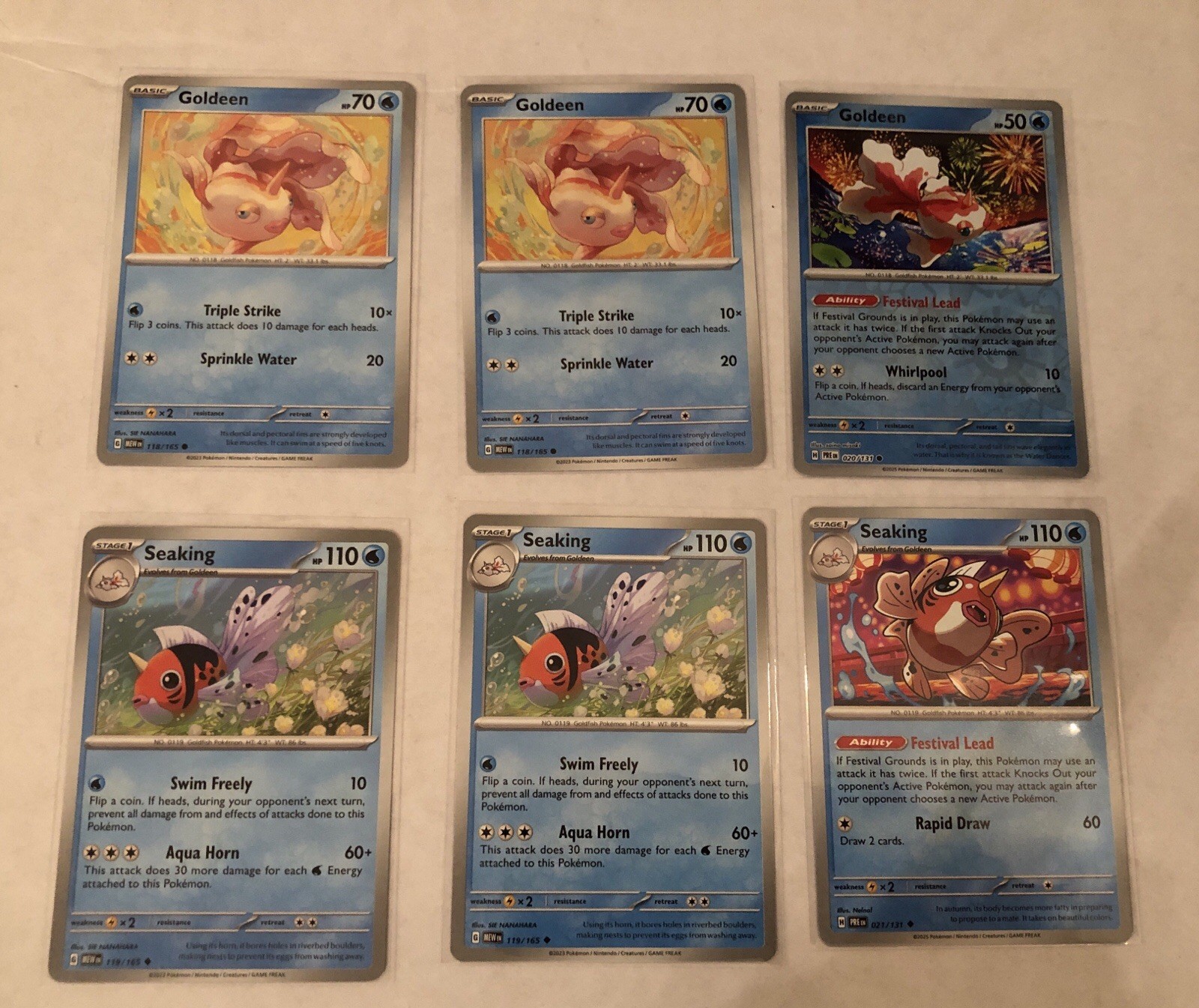 Lot of 6 Goldeen and Seaking Pokemon Cards