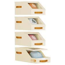 Hat Organizer for Baseball Caps - 4PCS Stackable Storage with Clear Lid, Draw...