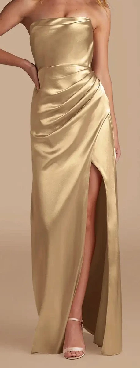 slim fit dress slacks Yellow Gold Floral Jacquard Strapless Dress - Midi Dresses main image 1