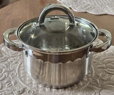 Bergner Stainless Steel 1.5L Double Handle Saucepan Casserole Pot With Glass Lid
