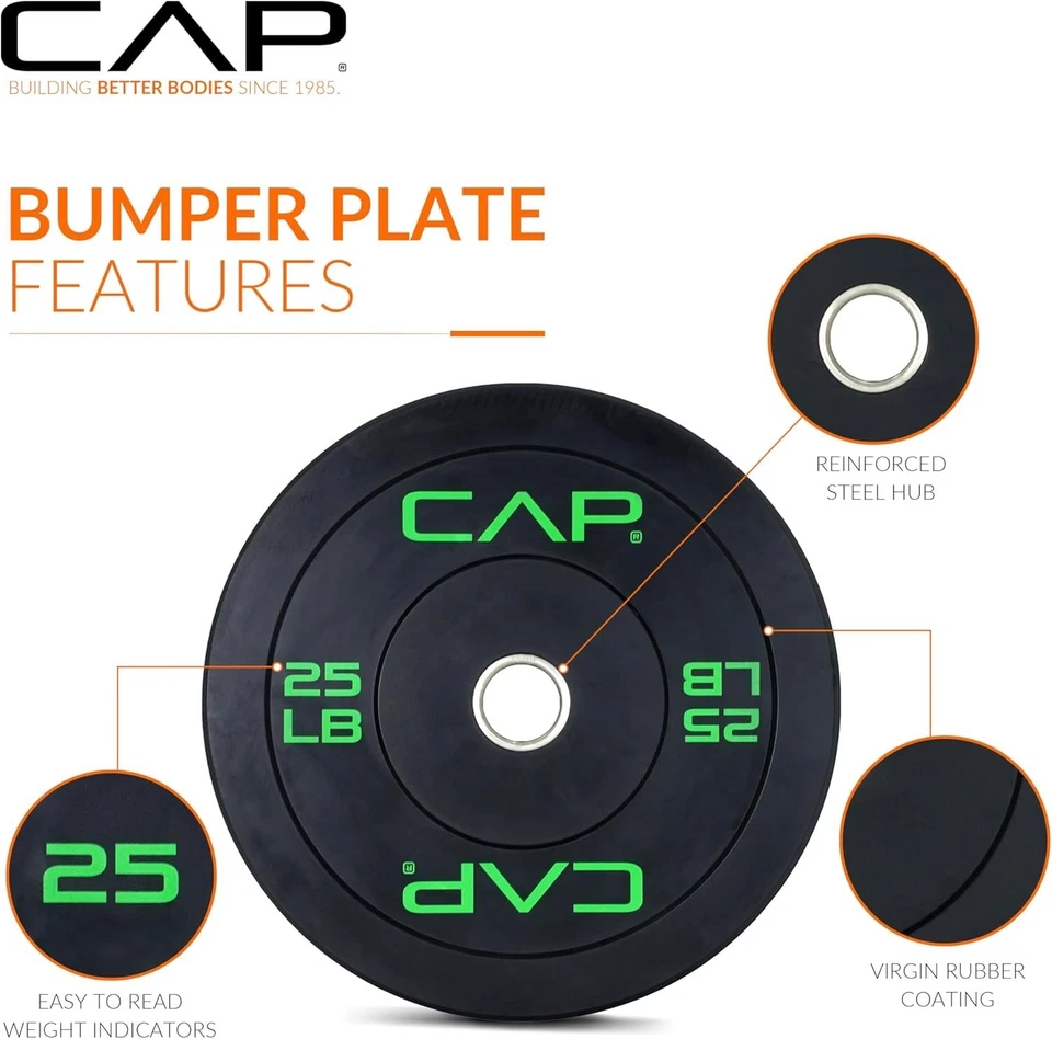 CAP Barbell 2-Inch Olympic Bumper Plate Weight Set| 100-370 lbs| Multiple Opti.. - Image 2 of 4