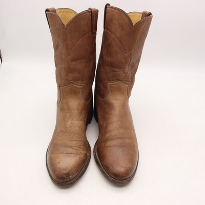 Justin 3136 Boots Pull On Brown Leather Cowboy Western Men 
