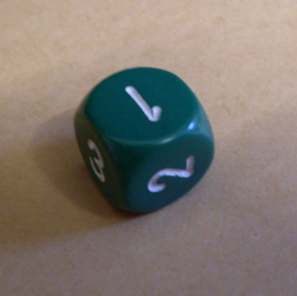 6-Seiten-Würfel mit den Zahlen 1-1-2-2-3-3 Würfel 1 2 3 Farbe frei wählbar Neu