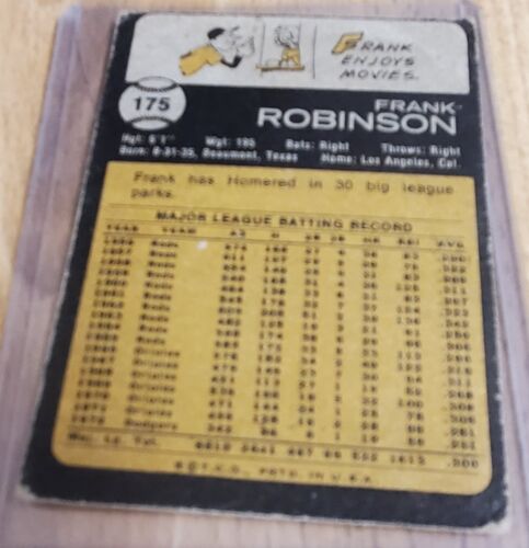 Frank Robinson 1973 Topps #175 California Angels Salón de la fama - Imagen 2 de 2