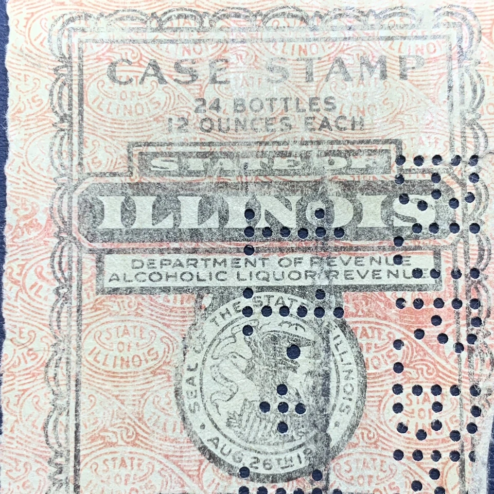 BEER BOTTLES CASE STAMP ILLINOIS PERFINS SERIES NUMBER 1 - Image 2 of 4