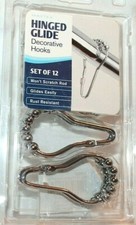 Maytex Hinged Glide Chrome Decorative Hooks Set of 12