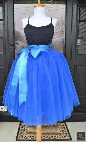 Custom 6 Layer Midi Tulle Skirt American Apparel Tutu Skirts Womens Petticoat UK - Picture 7 of 39