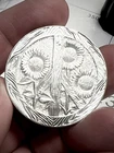 Rustic Peace Sign Sunflowers Ron Landis 1oz Fine Silver Round Coin