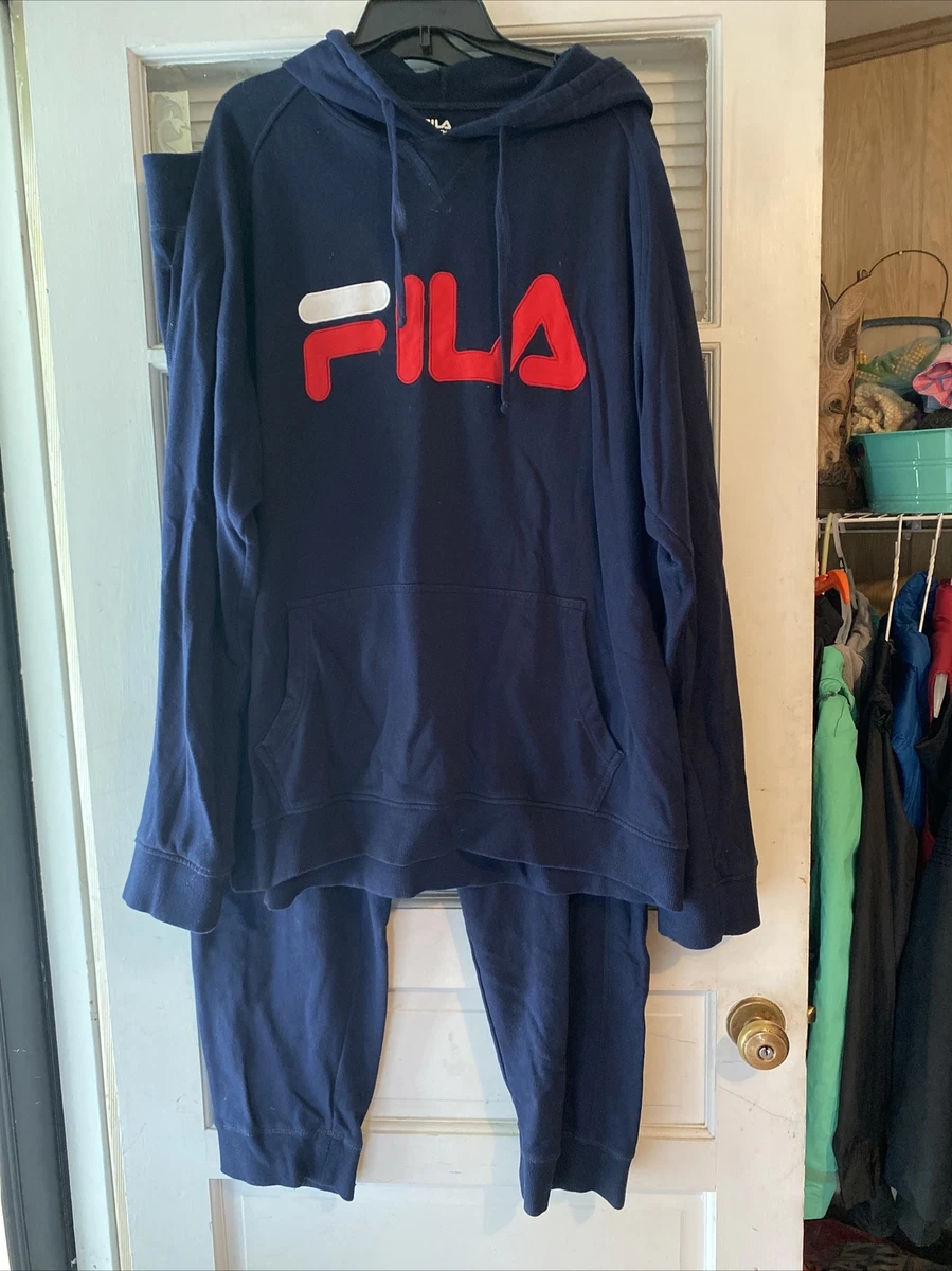 Mens Vintage Fila Tracksuit 3XL jogging Hoodie Navy | eBay