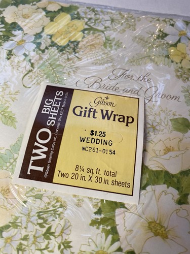 Vintage Wedding Gift Wrap Wrapping Paper Gibson Bride Groom Congratulations - Picture 2 of 3