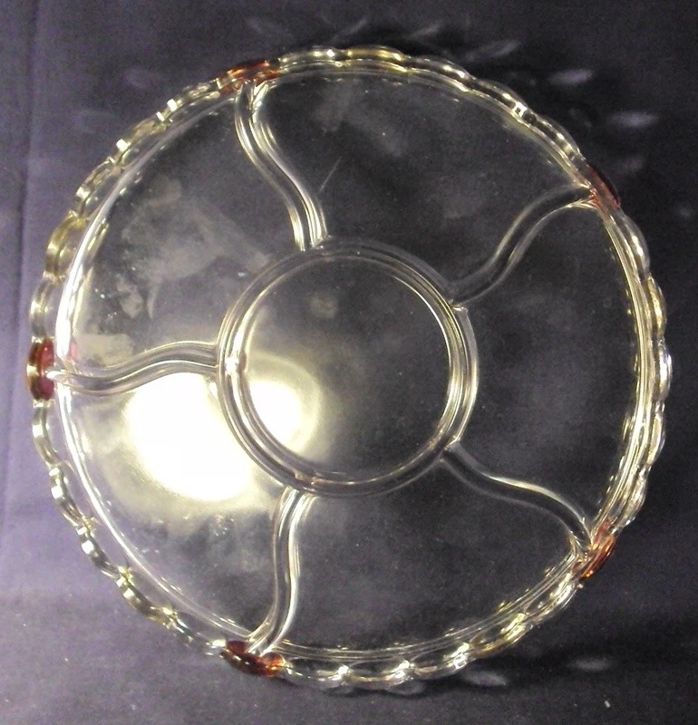 Westmoreland thousand eye relish 6 part round ruby stained c1 - Image 2 of 4