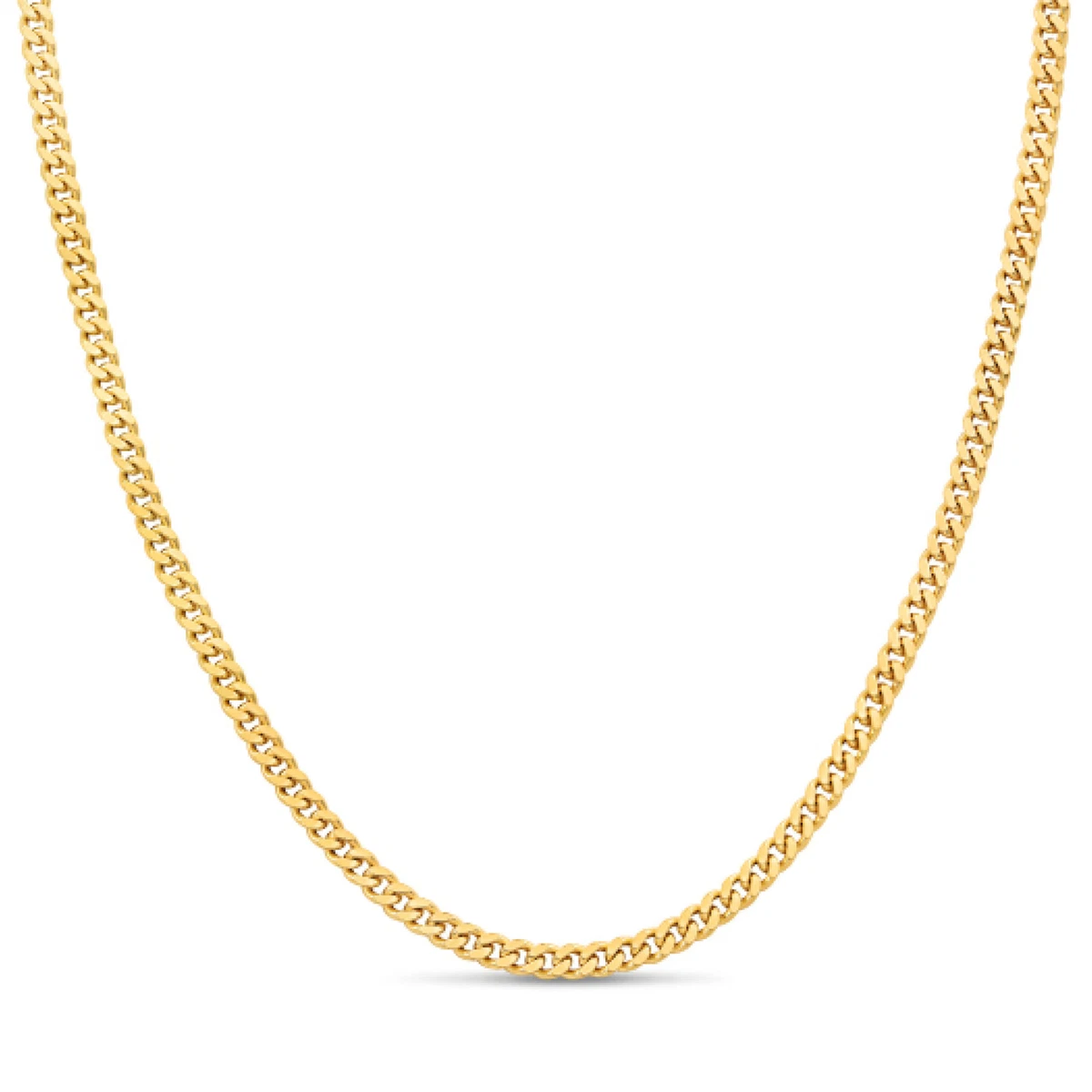 Gold Plated Curb Chain Necklace Solid Sterling Silver 925 Cuban Link 3mm Italy