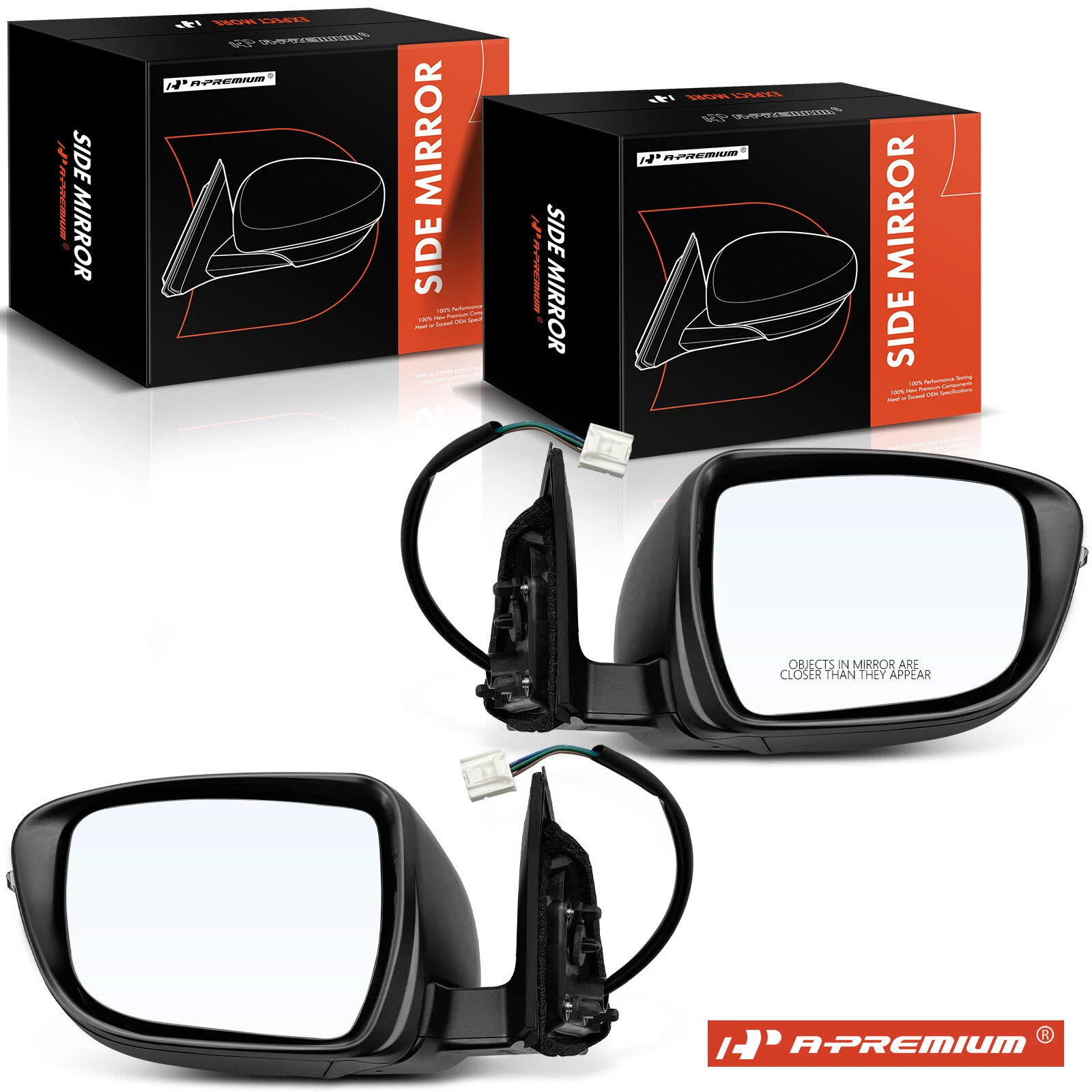 A-Premium Pair Power Mirror with Manual Fold Signal for Nissan Rogue 2014-2016