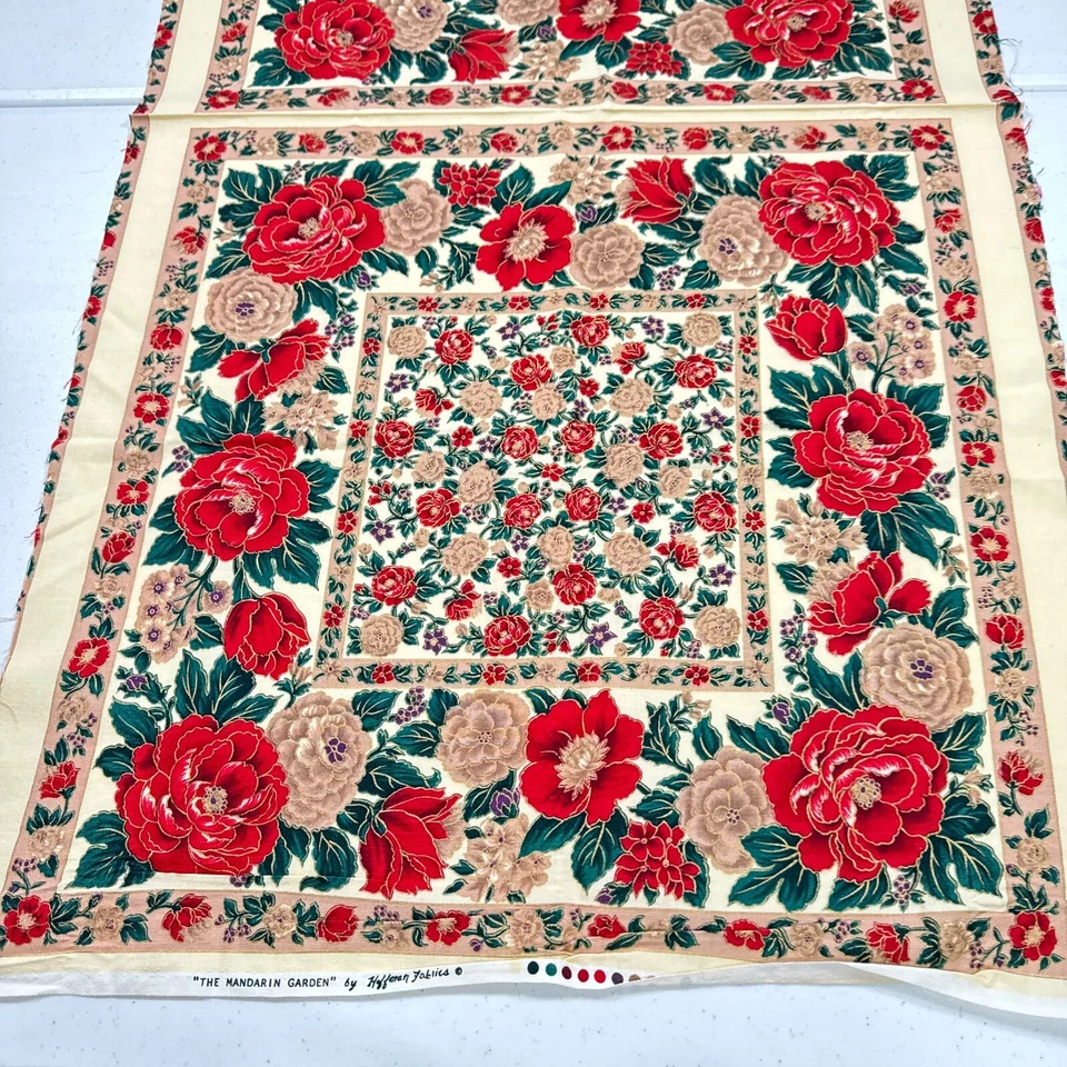 Hoffman Panel Tela Rojo Floral Rosas Algodón 20x20 El Jardín Mandarina Foto 3 de 4