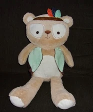 LEVTEX BABY Indian Bear 16" Beige Plush Green Vest Gold Glitter Stuffed Animal