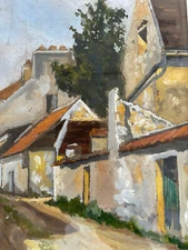 Guy Georget Artist Poster Painting Landscape Houses Signed & Framed