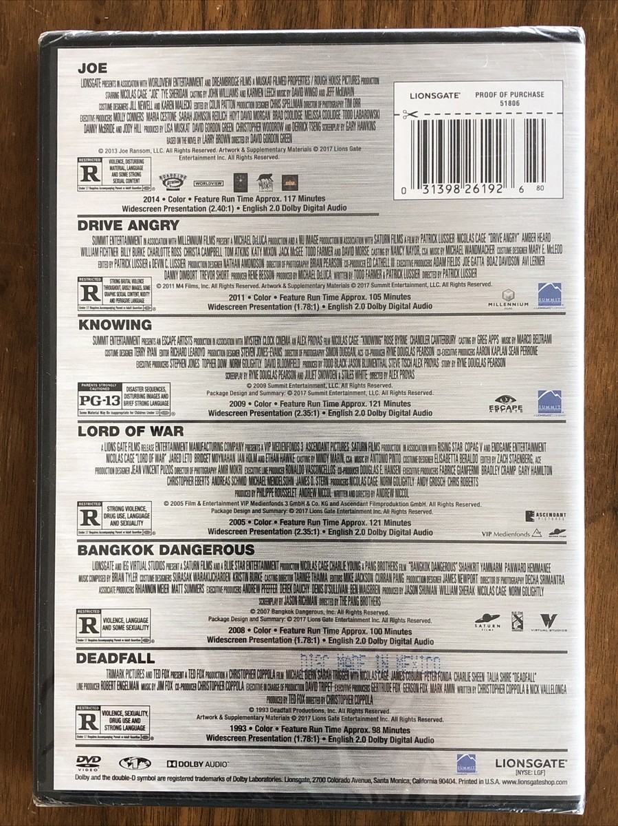 Nicolas Cage 6-Film Collection (DVD) NEW 31398261926| eBay