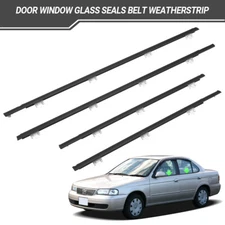 For Nissan Sunny B13 Sentra Tsuru 4 Door Belt Glass Window 4x Weatherstrip Seal