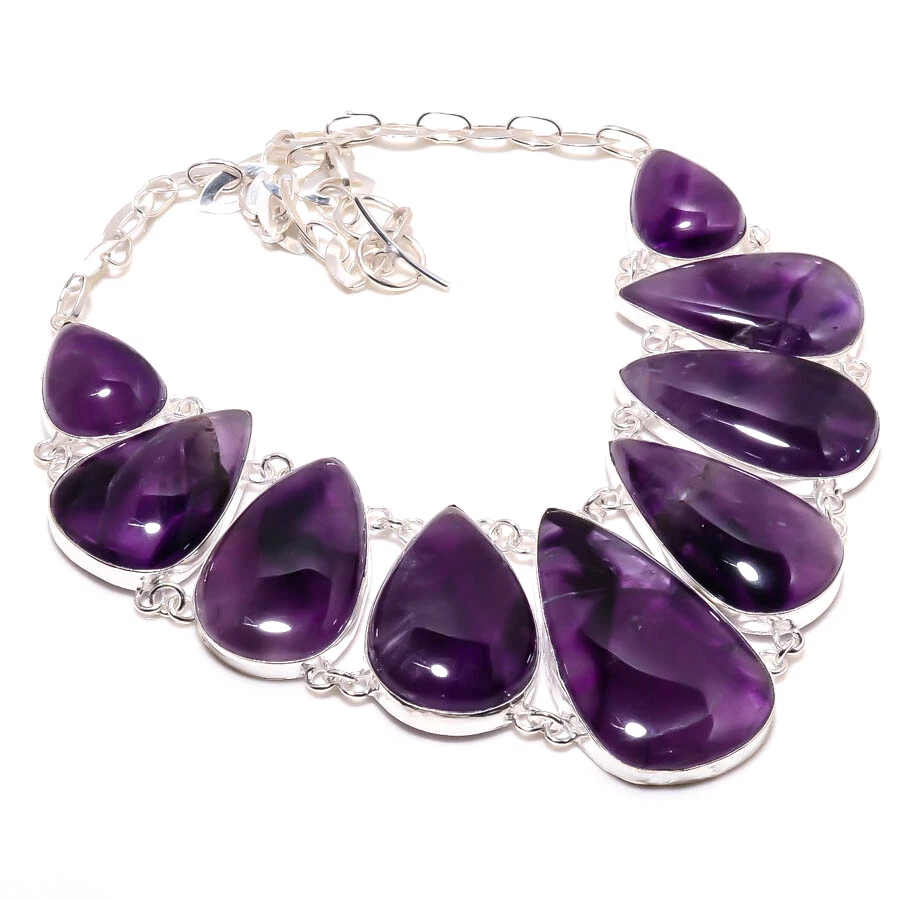 Collar de plata amatista 925 collar de plata esterlina hecho a mano collar de piedras preciosas Foto 2 de 2