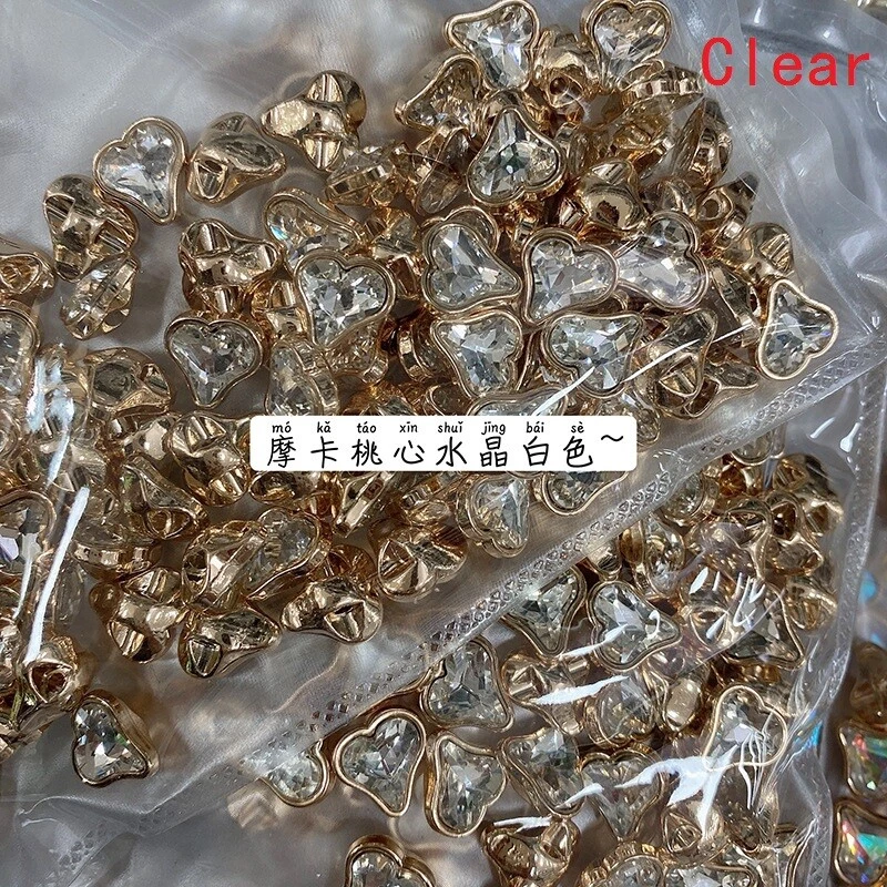 20PCS Crystal Buttons For Shirt Blouse Heart Shape Small Sewing DIY Crafts 10mm - Image 4 of 4