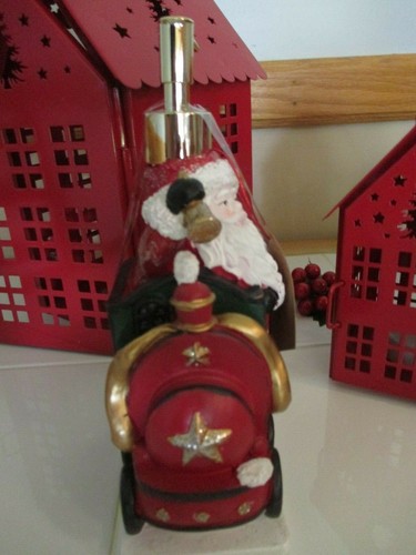 NWT Christmas "Santa Riding Train" Holiday Resin Soap Dispenser - Hostess Gift! - Picture 2 of 3