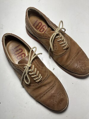 1901 Mens Leather Dress Lace Up Shoes Size 9M Oxford Khaki Tan Casual Comfy  | eBay