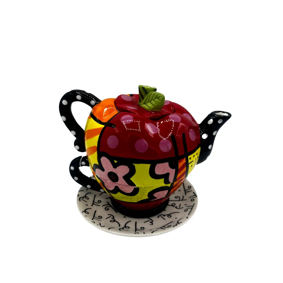 Romero Britto Full Size Ceramic Apple Tea For One Teapot Retired - Image 3 of 4