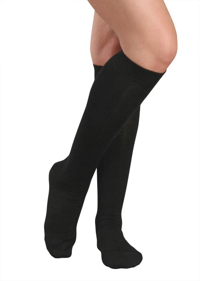 6 Paar Damen Kniestrümpfe Baumwolle lange Strümpfe, Schwarz, Blau, Braun