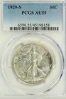 1929-S Walking Liberty Half Dollar : PCGS AU55