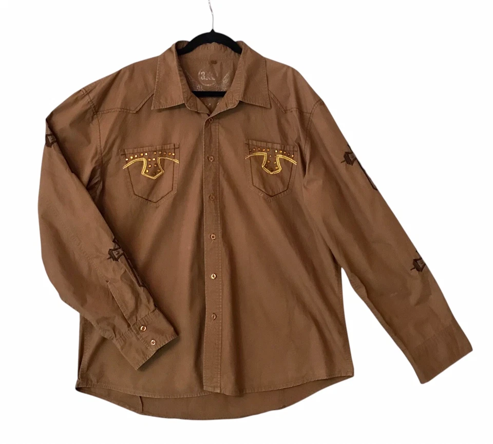 VTG 90’s Y2K Pepe Jeans Button Down Cross Shirt Studded Embroidered Grunge 3XL - Image 2 of 4