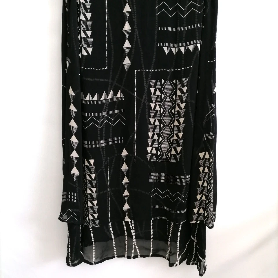 Maxi Vestido Vintage Avenue Para Mujer Negro Estampado Geométrico Sin Mangas Talla 18/20 Foto 4 de 4
