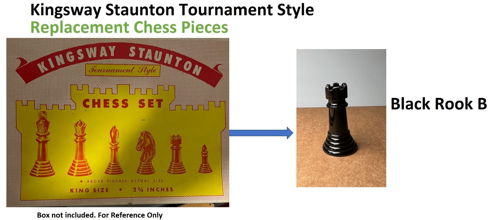 VTG Kingsway Staunton Tournament Style Replacement Chess Pieces Black ...