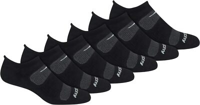 Saucony Men's Multi-pack Mesh Ventilating Comfort Fit Large, Black (6 Pairs) 