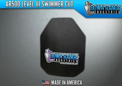 DOWN RANGE INDUSTRIES AR500 Level 3 III Body Armor Plate - Curved Swimmer Cut 10 x 12