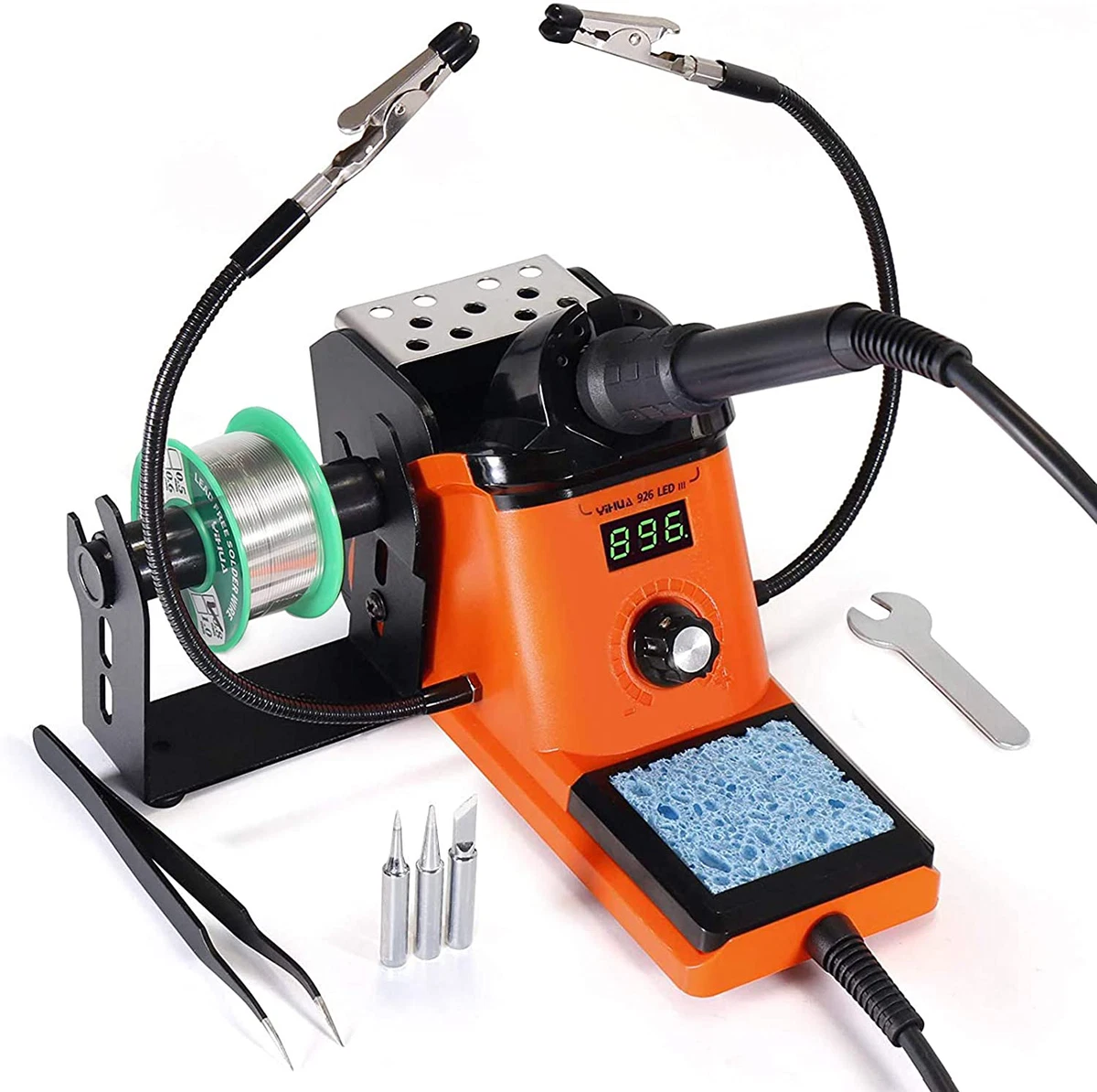 Digital Soldering Iron Station 60W and 2 Helping Hands 194 to 896 Fahrenheit