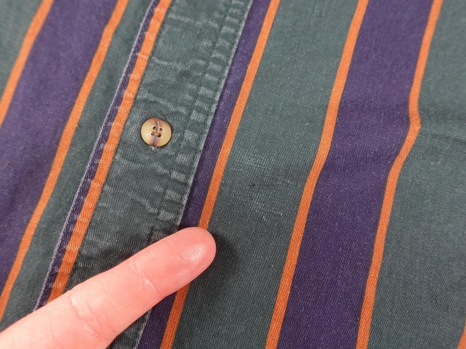 Camisa De Colección Bugle Boy Company Para Hombres 2XL Verde Rayas Preppy Escudo Universitario Años 90 Foto 4 de 4