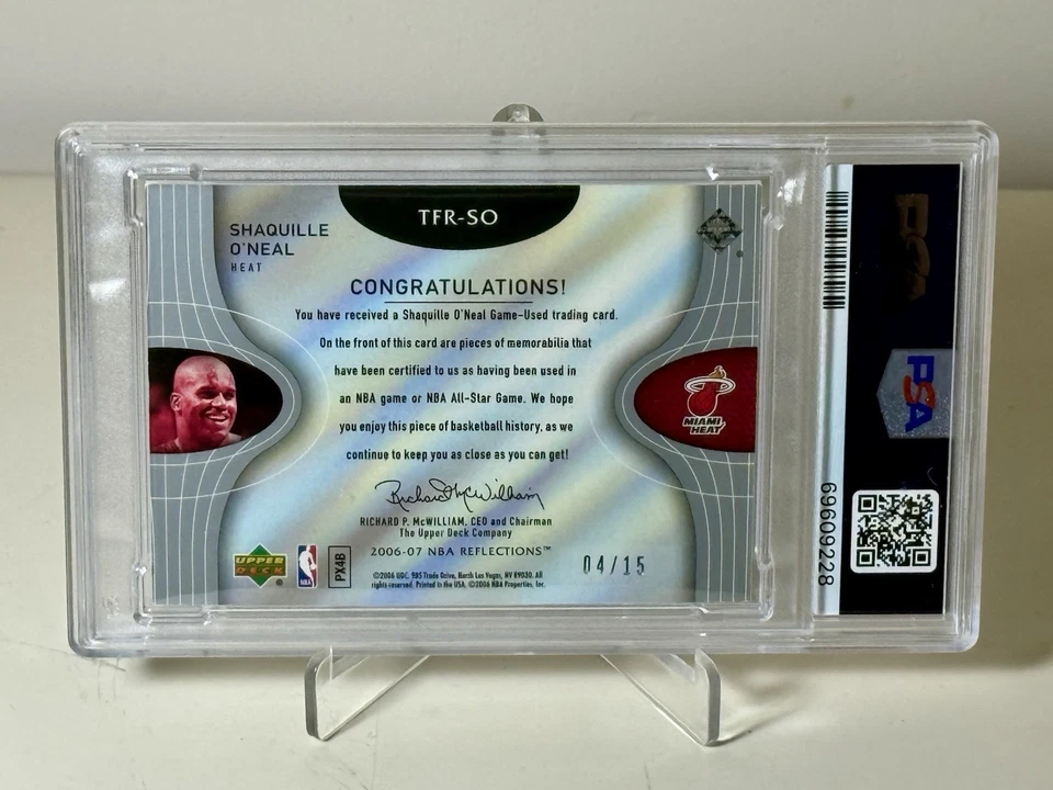 2006 UD Jogo Usado Reflexão Tecido Triplo Azul /15 Shaquille O’Neal PSA 9 Pop 1 - Imagem 2 de 2