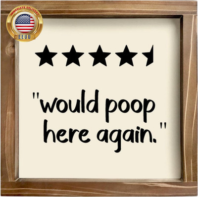 Rustic Wood Funny Bathroom Wall Decor Sign - Bathroom Plaque for Toilet Restroom