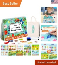Busy Book for Toddlers, 30 Pages, Pre-Assembled, Preschool Learning Activitie...